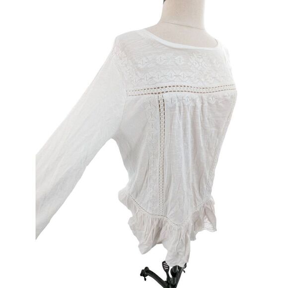 Sundance Women White Embroidered Cotton Blouse Size Medium - Picture 6 of 15